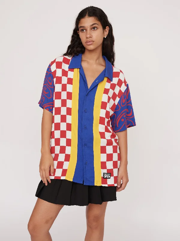 Check Please Bowling Shirt-- Cotton Fabric Linen Fabric Terry Fabric