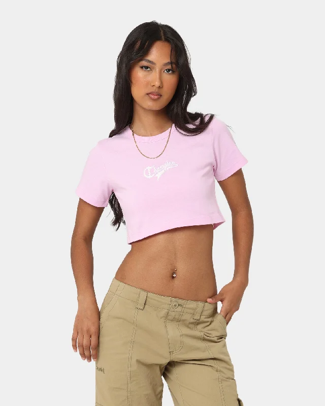 Champion Women's Heritage Cursive Script Baby T-Shirt Cotton Pink-- Plaid T-Shirt Polka Dot Checkered Champion Women's Heritage Cursive Script Baby T-Shirt Cotton Pink-- Plaid T-Shirt Polka Dot Checkered