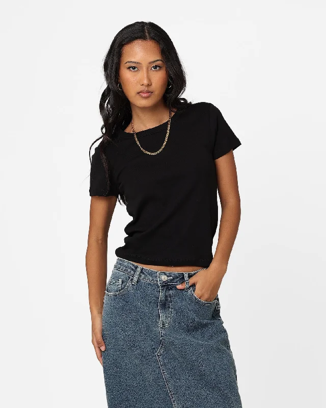 AS Colour Women's Organic Rib T-Shirt Black-- Satin Blend Silk Blend Wool Blend