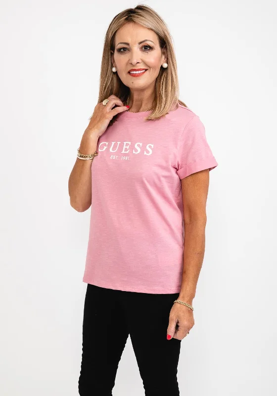 Guess Womens Simple Graphic T-Shirt, Pink-- Faux Fur Fabric Real Fur Fabric Shearling Fabric Guess Womens Simple Graphic T-Shirt, Pink-- Faux Fur Fabric Real Fur Fabric Shearling Fabric