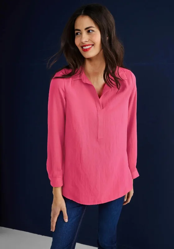 Street One Tunic Shirt, Berry Rose-- Collared T-Shirt Boat Neck A-Line