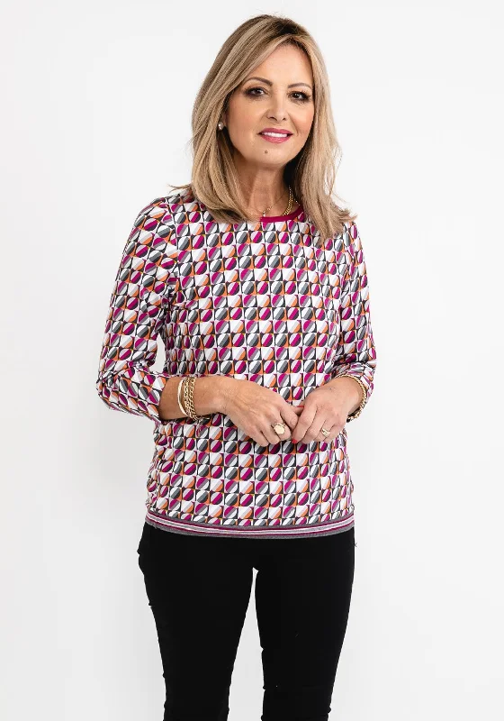 Rabe Box Circle Print T-Shirt, Fuchsia Multi-- Chenille Blend Fleece Blend Nylon Blend Rabe Box Circle Print T-Shirt, Fuchsia Multi-- Chenille Blend Fleece Blend Nylon Blend