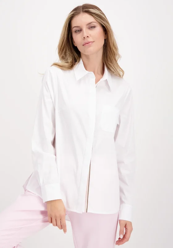 Monari Concealed Ribbon Shirt, White-- Fitted T-Shirt Seamless Stretchy