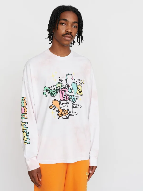 Lazy Oaf Happy Hour Long Sleeve T-Shirt-- Embroidered Appliqued Beaded