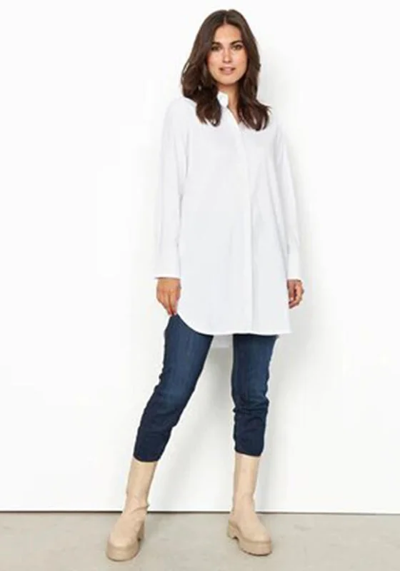 Soyaconcept Netti Shirt, White-- Satin Blend Silk Blend Wool Blend