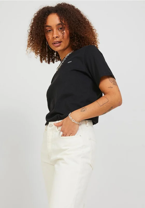 JJXX Anna Small Logo T-Shirt, Black-- Mesh Blend Leather Blend Suede Blend