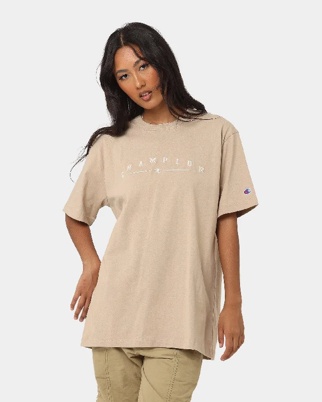 Champion Women's Heritage Double Collar T-Shirt Cafe Latte-- Nylon Fabric Polyester Fabric Spandex Fabric Champion Women's Heritage Double Collar T-Shirt Cafe Latte-- Nylon Fabric Polyester Fabric Spandex Fabric