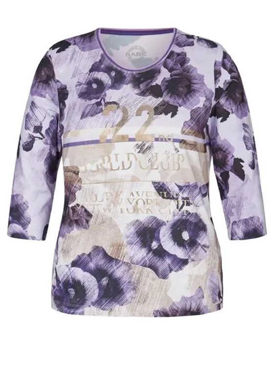 Rabe Rhinestone & Abstract Print T-Shirt, Violet & Gold-- Chenille Blend Fleece Blend Nylon Blend Rabe Rhinestone & Abstract Print T-Shirt, Violet & Gold-- Chenille Blend Fleece Blend Nylon Blend