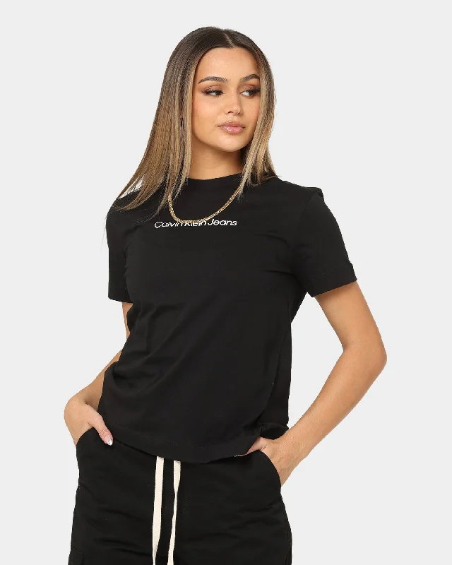 Calvin Klein Women's Shrunken Institutional T-Shirt Ck Black-- Notch Collar Peter Pan Collar Cowl Neck Calvin Klein Women's Shrunken Institutional T-Shirt Ck Black-- Notch Collar Peter Pan Collar Cowl Neck