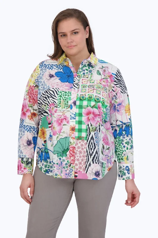 Meghan Plus No Iron Spring Conversational Shirt-- Chenille Blend Fleece Blend Nylon Blend