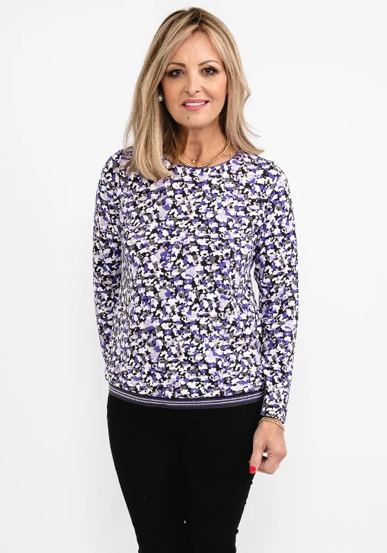 Rabe Camo Ditsy Floral T-Shirt, Purple Multi-- Striped Floral Plaid