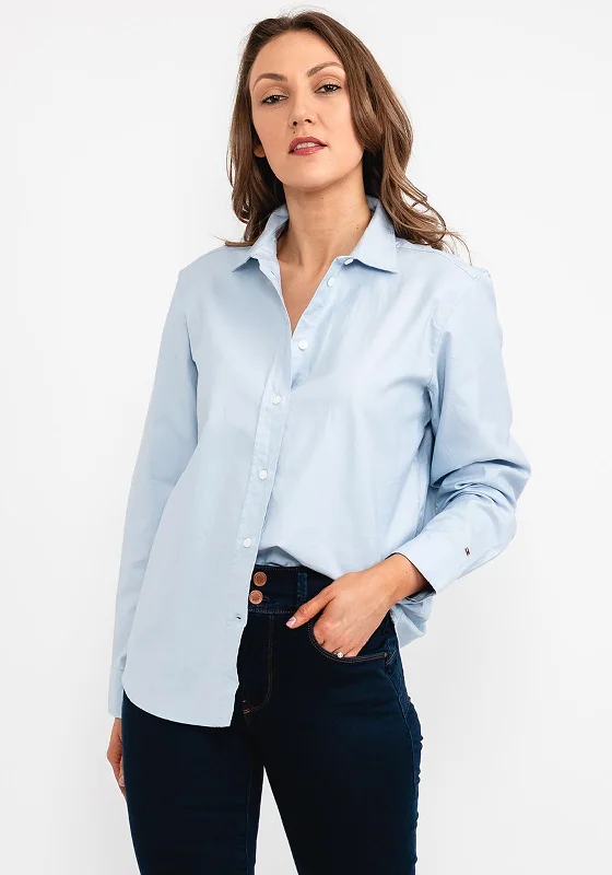 Tommy Hilfiger Womens Oxford Relaxed Shirt, Breezy Blue-- Solid Color Striped Floral Tommy Hilfiger Womens Oxford Relaxed Shirt, Breezy Blue-- Solid Color Striped Floral