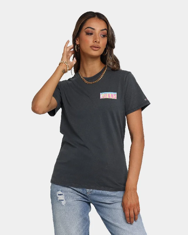 Tommy Jeans Women's Relaxed Fit T-Shirt Black-- Asymmetrical Pockets Print