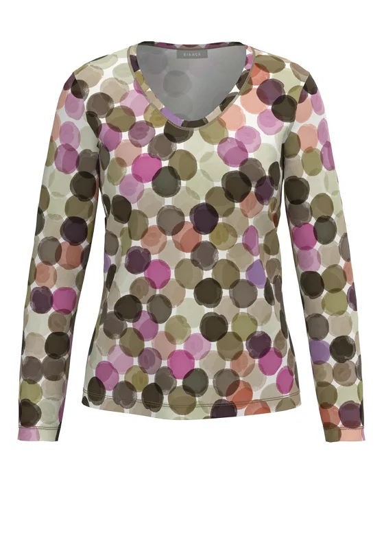 Bianca Magret Long Sleeve T-Shirt, Beige Multi-- Nylon Fabric Polyester Fabric Spandex Fabric Bianca Magret Long Sleeve T-Shirt, Beige Multi-- Nylon Fabric Polyester Fabric Spandex Fabric