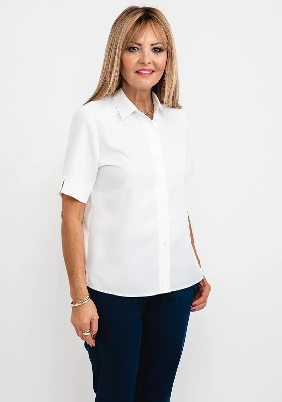 ERFO Short Sleeve Light Shirt, Off White-- Spandex Blend Rayon Blend Denim Blend