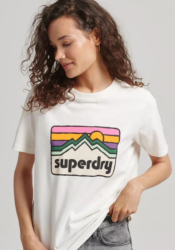 Superdry Womens Vintage Terrain T-Shirt, White-- Notch Collar Peter Pan Collar Cowl Neck Superdry Womens Vintage Terrain T-Shirt, White-- Notch Collar Peter Pan Collar Cowl Neck