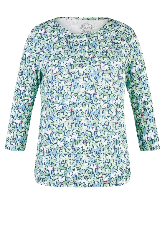 Rabe Floral Button Placket T-Shirt, Pistachio Multi-- Cotton Fabric Linen Fabric Terry Fabric Rabe Floral Button Placket T-Shirt, Pistachio Multi-- Cotton Fabric Linen Fabric Terry Fabric