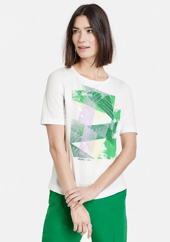 Gerry Weber Sequin Abstract T-Shirt, Green-- Elasticated Padded Insulated