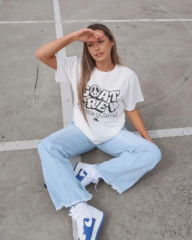 Goat Crew Increase Peace T-Shirt White-- Chenille Blend Fleece Blend Nylon Blend