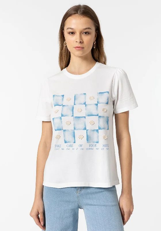 Tiffosi Dalia Floral Check T-Shirt, White-- Elegant Classic Vintage