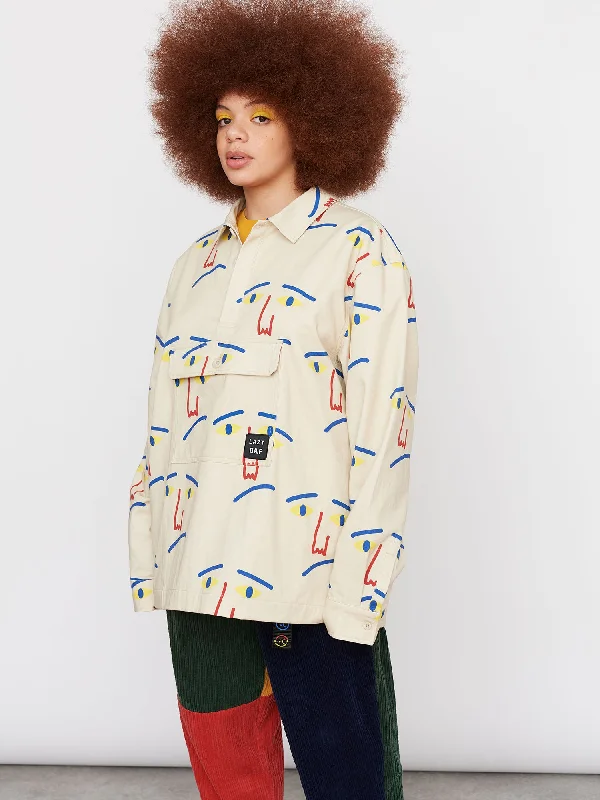 Lazy Oaf Artists Smock Overshirt-- Satin Fabric Silk Fabric Chiffon Fabric