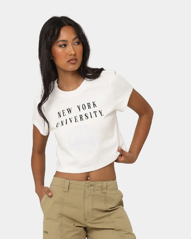 The New Establishment Women's Retro NYU Logo Mini T-Shirt Vintage White-- Rayon Fabric Velvet Fabric Corduroy Fabric The New Establishment Women's Retro NYU Logo Mini T-Shirt Vintage White-- Rayon Fabric Velvet Fabric Corduroy Fabric