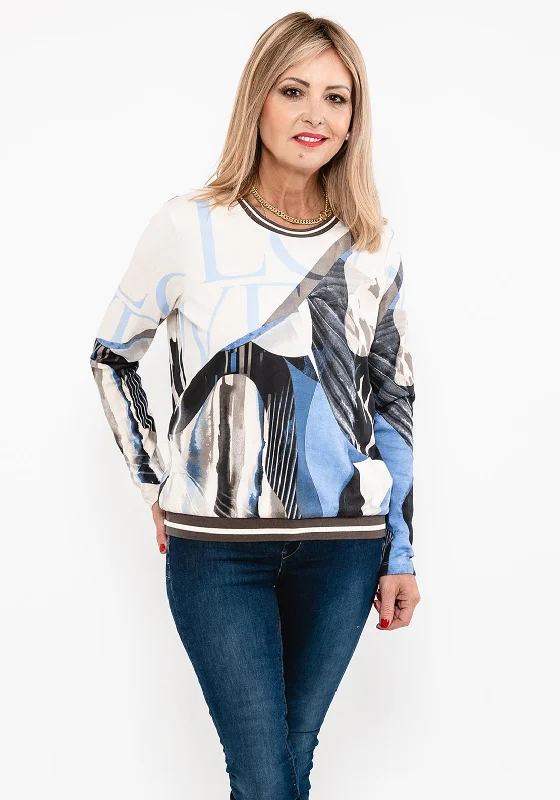 Olsen Banded Hem Print T-Shirt, Multi-- Fleece Fabric Down Fabric Feather Fabric