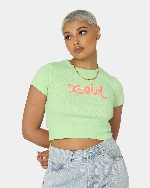 X-Girl Women's Mills Outline Baby Crop T-Shirt Lime-- Anti-Pilling Machine Wash Handmade X-Girl Women's Mills Outline Baby Crop T-Shirt Lime-- Anti-Pilling Machine Wash Handmade