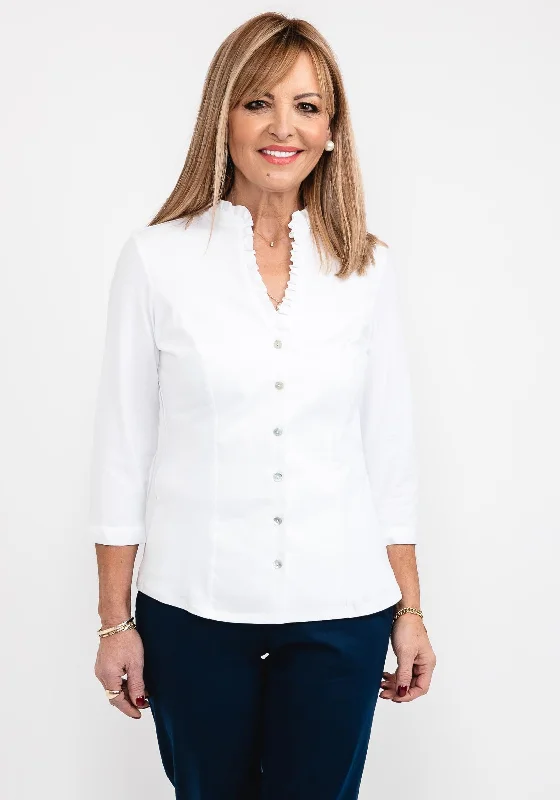 Bariloche Calma Shirt, White-- Chenille Brocade Lace