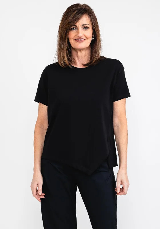 Naya Cut Out Hem T-Shirt, Black-- Rayon Fabric Velvet Fabric Corduroy Fabric