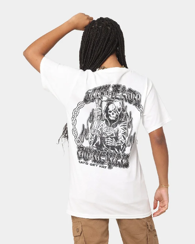 Rats Get Fat Till Death T-Shirt White-- Spandex Blend Rayon Blend Denim Blend