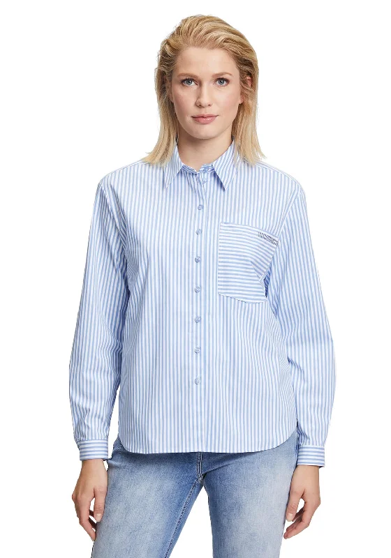 Betty Barclay Striped Relaxed Shirt, Blue & White-- Front Pockets Side Pockets Patch Pockets Betty Barclay Striped Relaxed Shirt, Blue & White-- Front Pockets Side Pockets Patch Pockets
