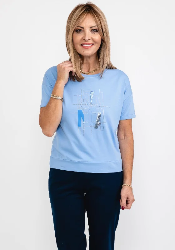 Bianca Aila Metallic Sequin T-Shirt, Blue-- Nylon Fabric Polyester Fabric Spandex Fabric Bianca Aila Metallic Sequin T-Shirt, Blue-- Nylon Fabric Polyester Fabric Spandex Fabric