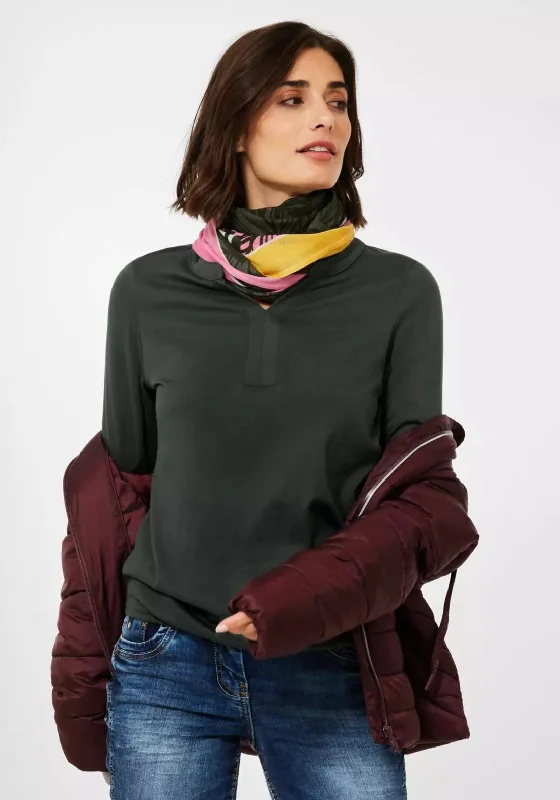 Cecil Tunic Neck T-Shirt, Deep Pine Green-- Seamless Knitted Crochet