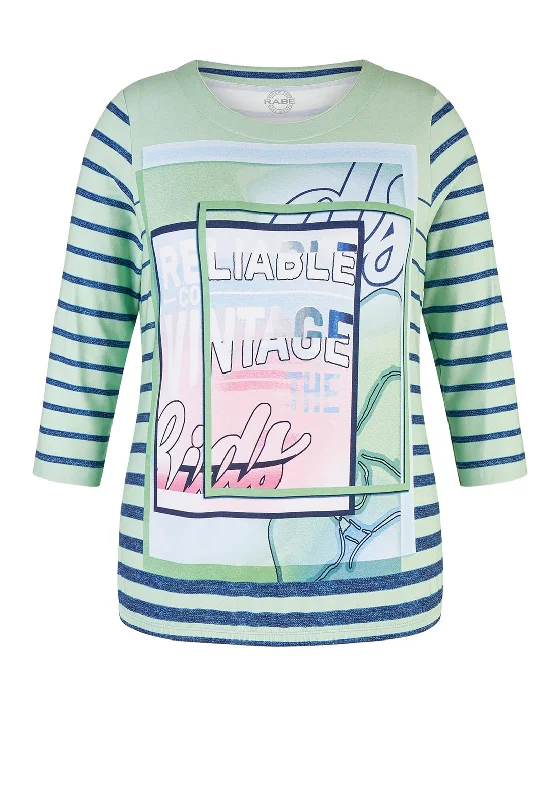 Rabe Striped Graphic Print T-Shirt, Pistachio Multi-- Lace Blend Ribbed Blend Corduroy Blend Rabe Striped Graphic Print T-Shirt, Pistachio Multi-- Lace Blend Ribbed Blend Corduroy Blend
