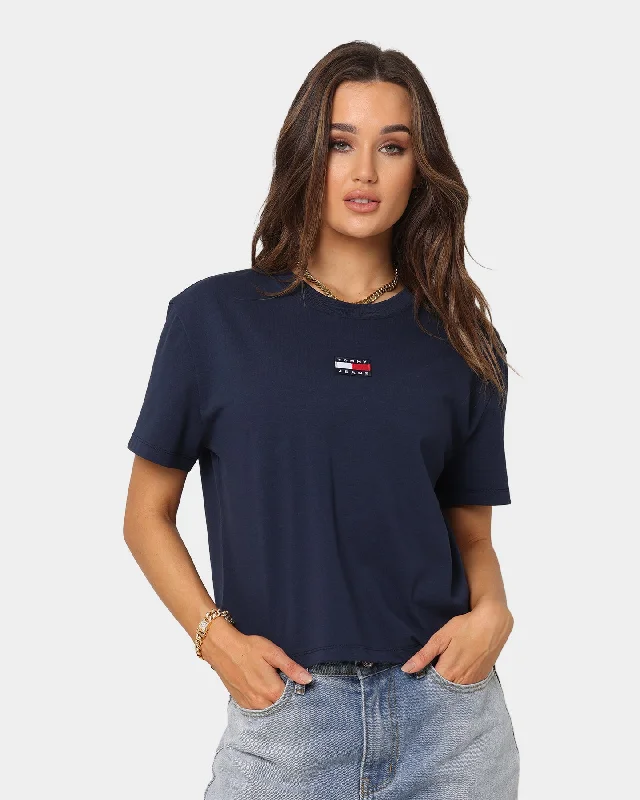 Tommy Jeans Women's Centre Badge Short Sleeve T-Shirt Twilight Navy-- Rayon Fabric Velvet Fabric Corduroy Fabric Tommy Jeans Women's Centre Badge Short Sleeve T-Shirt Twilight Navy-- Rayon Fabric Velvet Fabric Corduroy Fabric