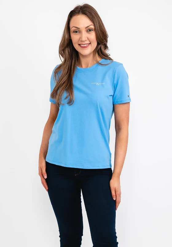 Tommy Hilfiger Womens 1985 Logo T-Shirt, Azure Blue-- Plaid T-Shirt Polka Dot Checkered Tommy Hilfiger Womens 1985 Logo T-Shirt, Azure Blue-- Plaid T-Shirt Polka Dot Checkered