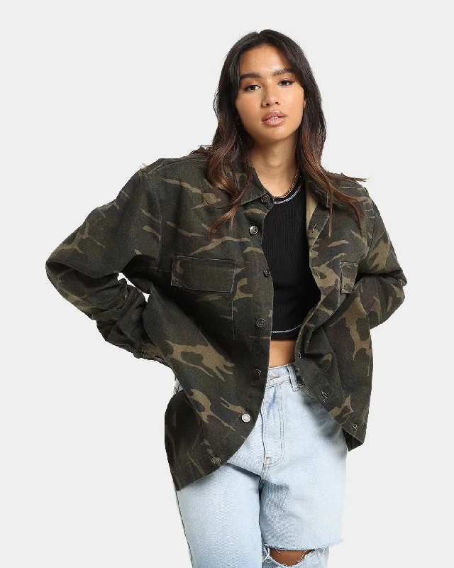 XXIII Helios Camo Button Up Shirt Camo-- Graphic Embroidered Appliqued