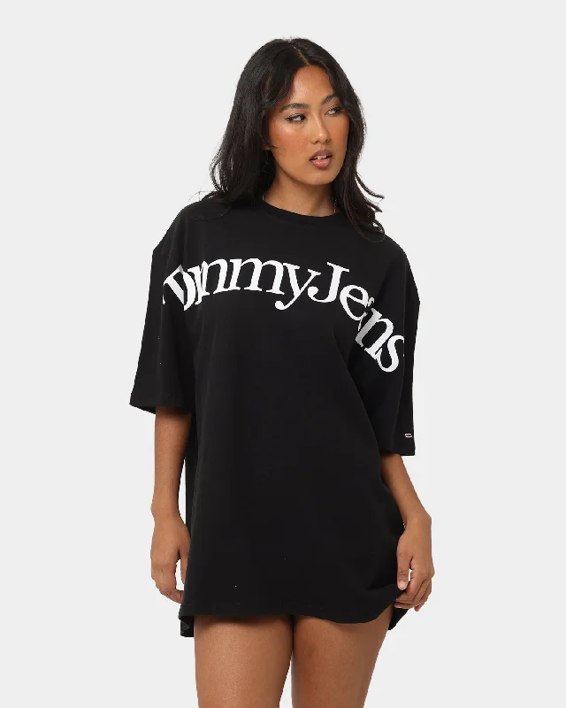 Tommy Jeans Women's TJW Skater Lower Case 2 T-Shirt Black-- Boxy Fit Fitted Loose