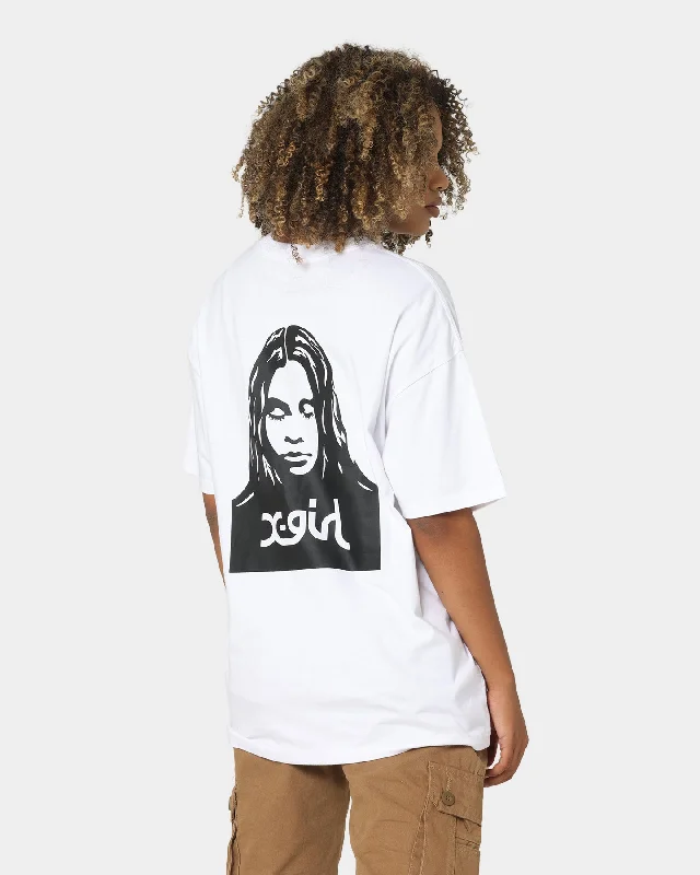 X-Girl Women's Face T-Shirt White-- Fitted T-Shirt Seamless Stretchy