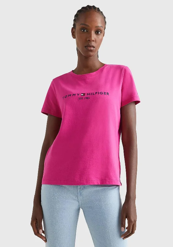 Tommy Hilfiger Womens Logo T-Shirt, Eccentric Magenta-- Terry Blend Velvet Blend Canvas Blend Tommy Hilfiger Womens Logo T-Shirt, Eccentric Magenta-- Terry Blend Velvet Blend Canvas Blend