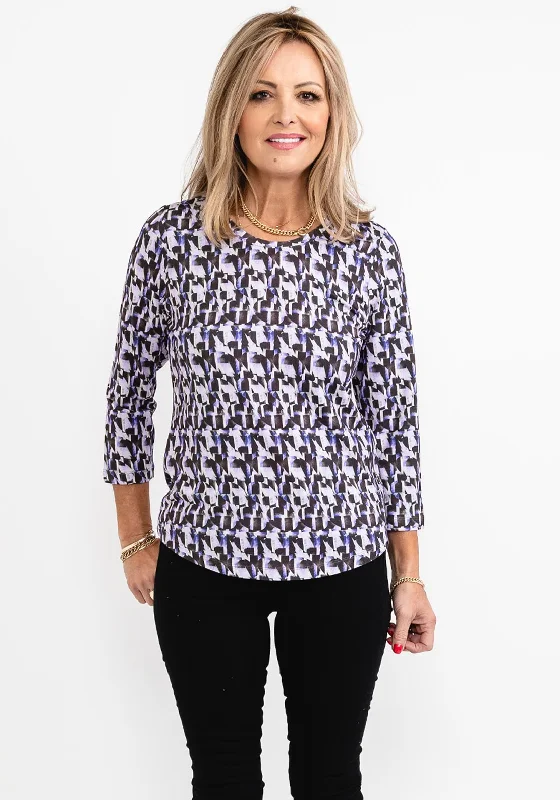 Rabe Geo Circle Print T-Shirt, Purple Multi-- Terry Blend Velvet Blend Canvas Blend