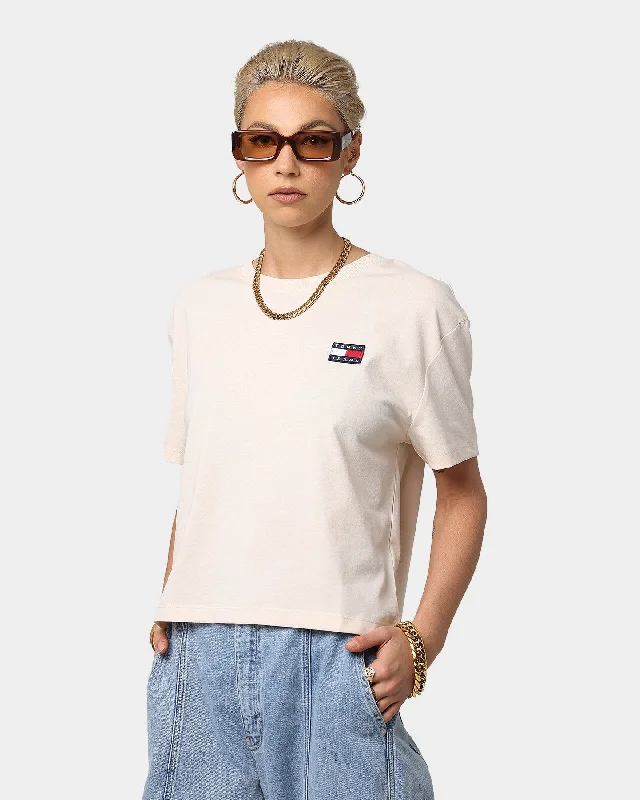 Tommy Jeans Women's Tommy Badge T-Shirt Deep Sugarcane-- Real Fur Shearling Chenille