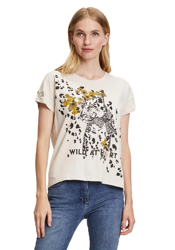 Betty Barclay Leopard Graphic T-Shirt, Beige-- Cashmere Blend Cotton Blend Poly Blend Betty Barclay Leopard Graphic T-Shirt, Beige-- Cashmere Blend Cotton Blend Poly Blend