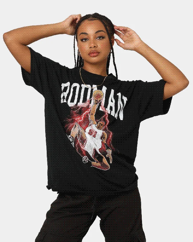 Rodman Brand Rodman Glow Dunk T-Shirt Black/Red-- Fleece Nylon Spandex