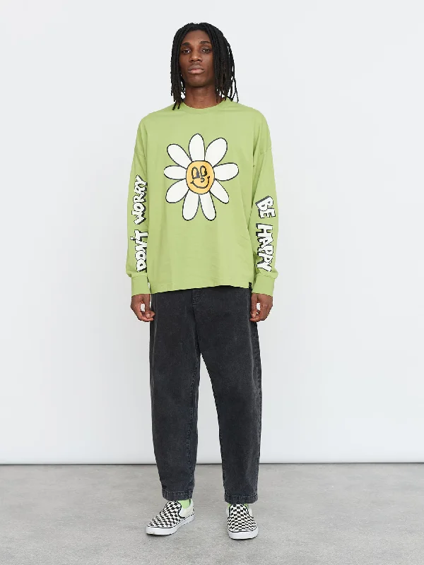 Lazy Oaf Happy Flower Long Sleeve T-Shirt-- Collared Crew Neck Turtle Neck