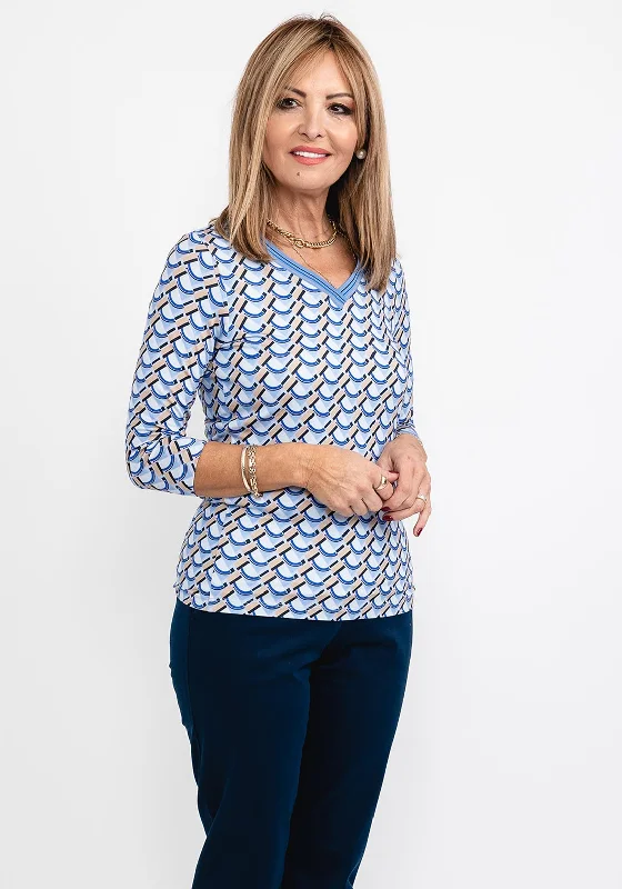 Bianca Emily Shape Print T-Shirt, Blue Multi-- Chenille Fabric Brocade Fabric Lace Fabric Bianca Emily Shape Print T-Shirt, Blue Multi-- Chenille Fabric Brocade Fabric Lace Fabric