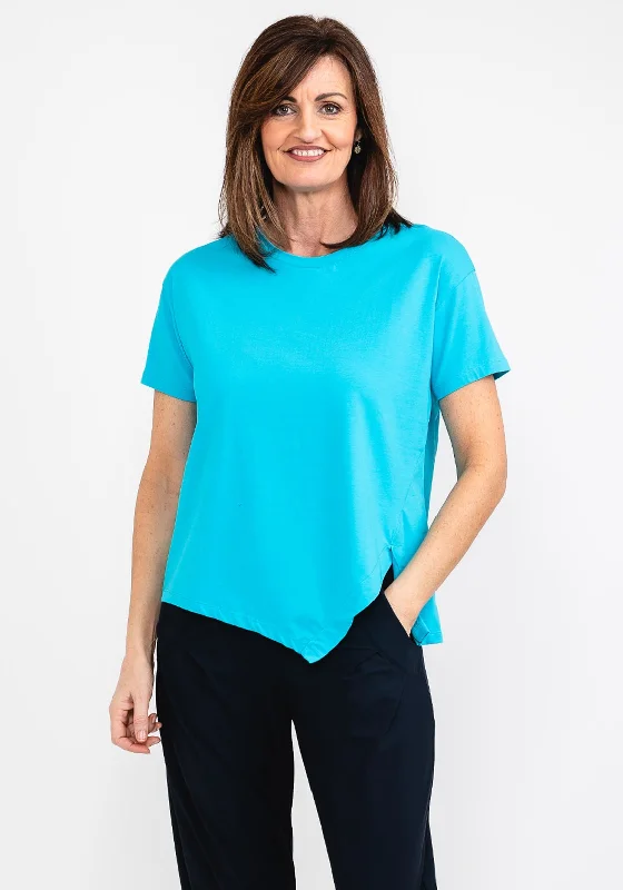 Naya Cut Out Hem T-Shirt, Vivid Blue-- Terry Blend Velvet Blend Canvas Blend