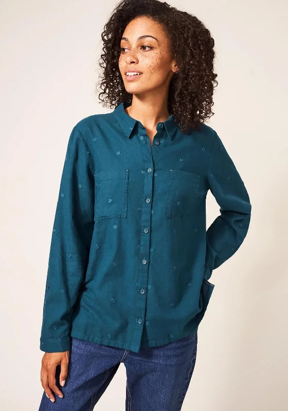 White Stuff Emilia Embroidered Shirt, Teal-- Front Pockets Side Pockets Patch Pockets White Stuff Emilia Embroidered Shirt, Teal-- Front Pockets Side Pockets Patch Pockets