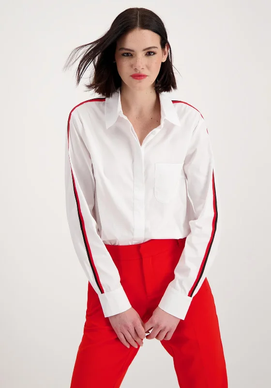 Monari Contrast Stripe Sleeve Shirt, White-- Polka Dot Checkered Tartan
